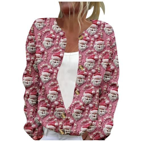 Women's Winter Cloud & Tree Print Button Cardigan Sweater