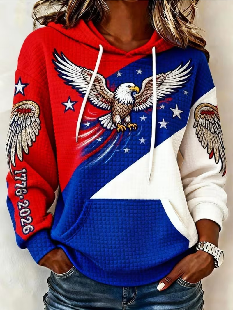 Women's American Independence Day Anniversary Print Sweatshirt