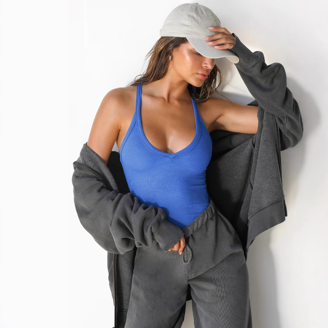 Women's Ribbed Knit Sleeveless Bodysuit Slim Fit