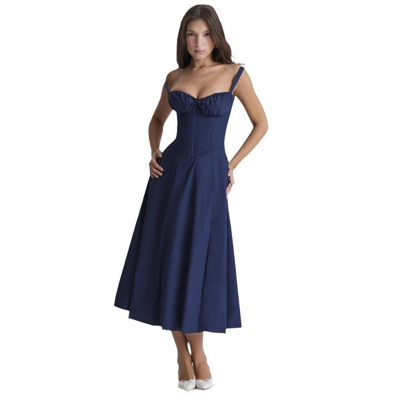 Women's Sleeveless A-Line Midi Dress Solid Color Commuter Style