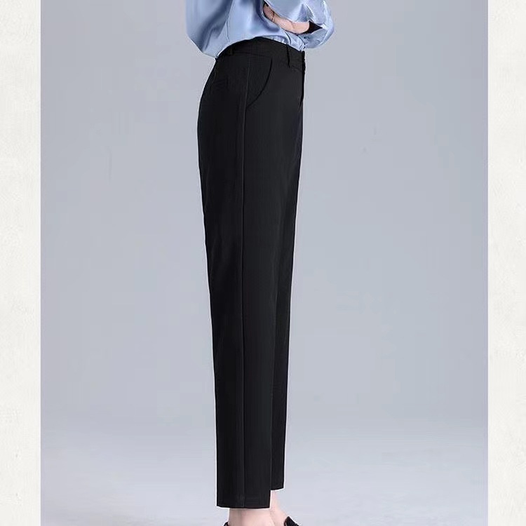 High-Waisted Black Straight-Leg Dress Pants for Women