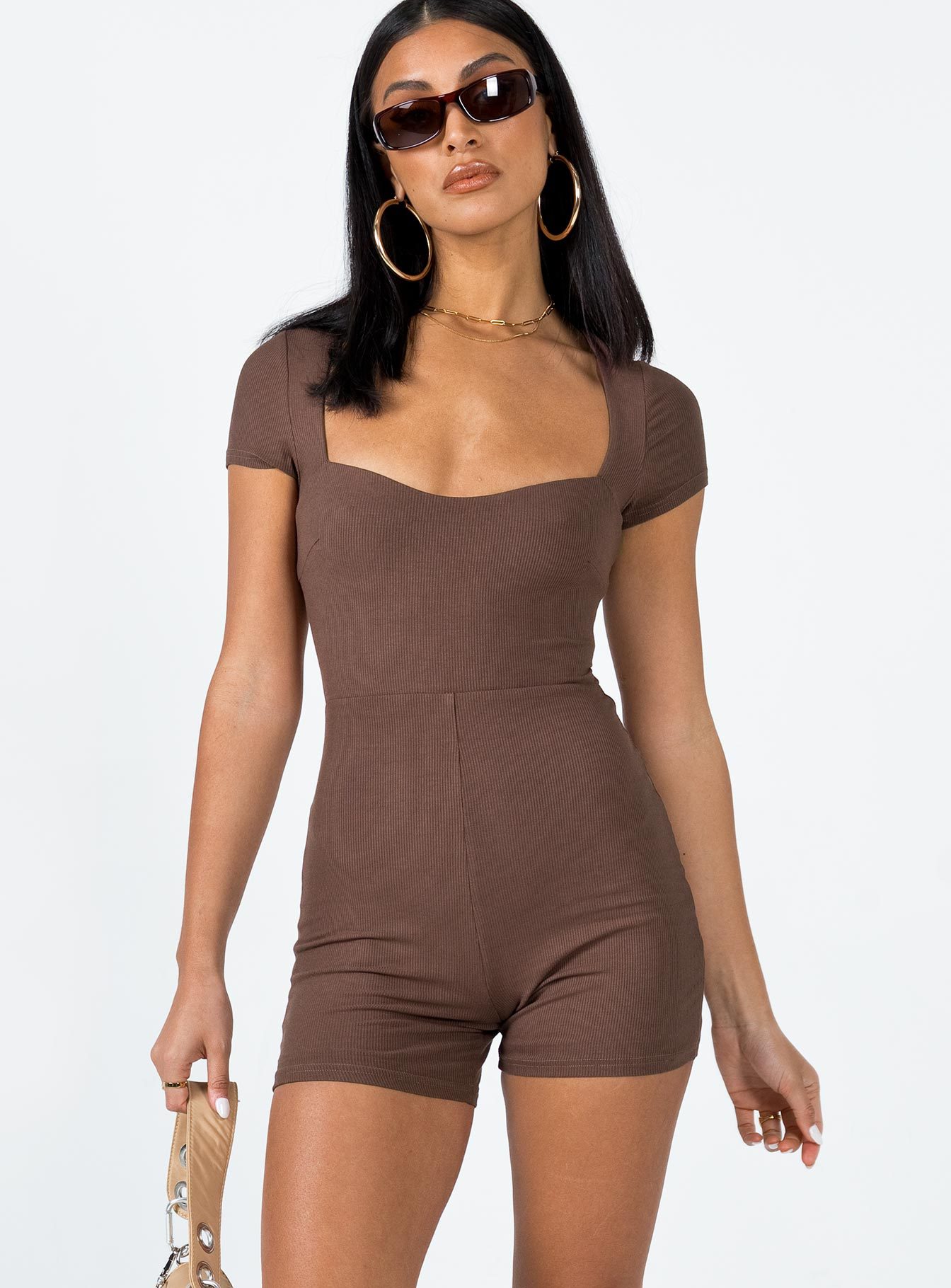 Low-Cut Backless Lace-Up Knit Bodysuit with High Waist