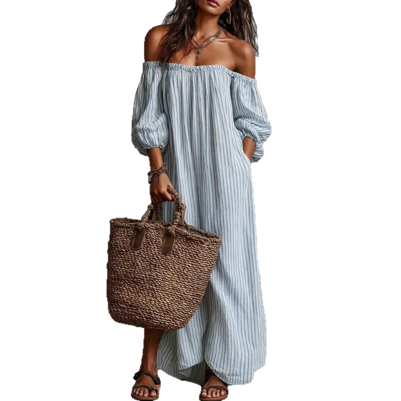 Striped Off-Shoulder French Dress