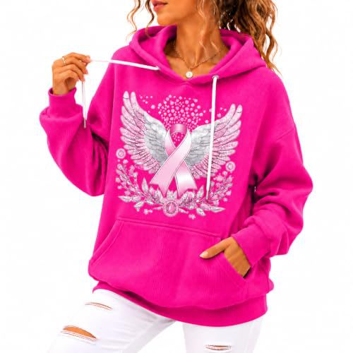 Women's Ribbon Angel Wings Print Casual Hoodie
