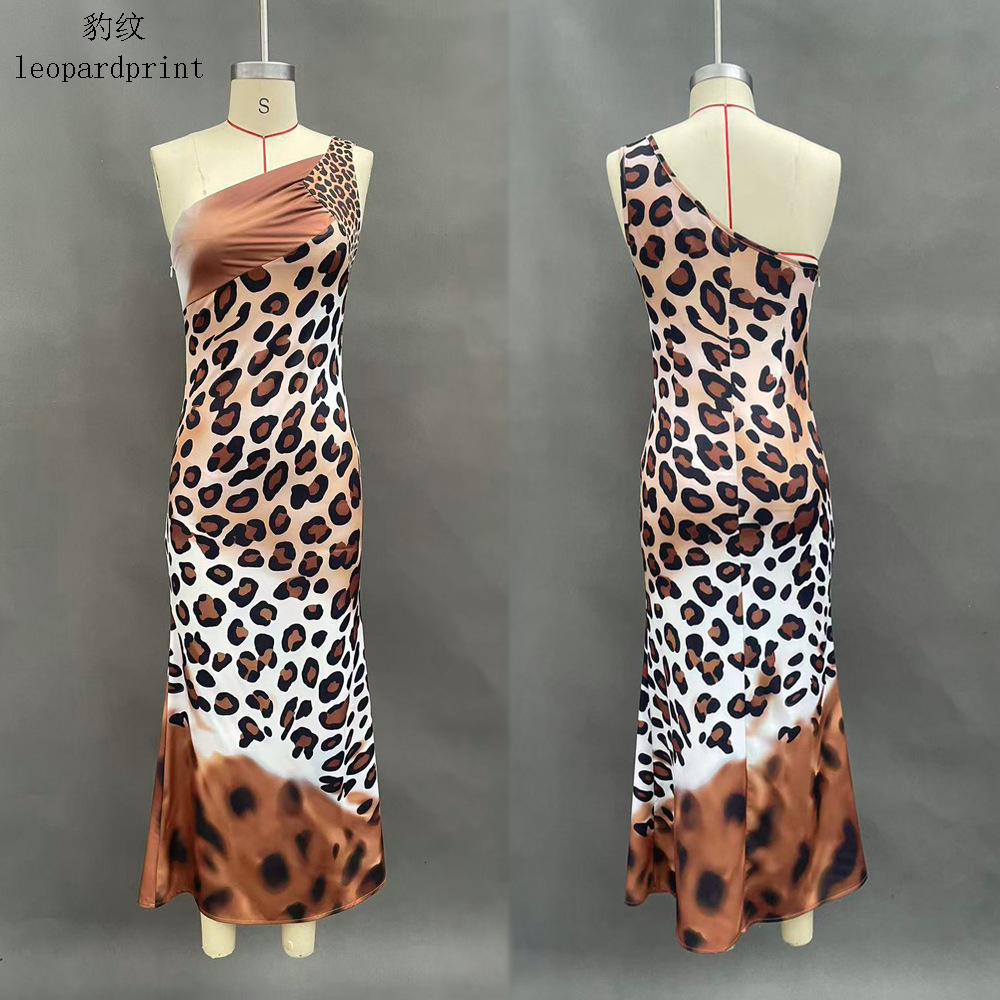 Leopard Print Sleeveless Bodycon Mermaid Dress
