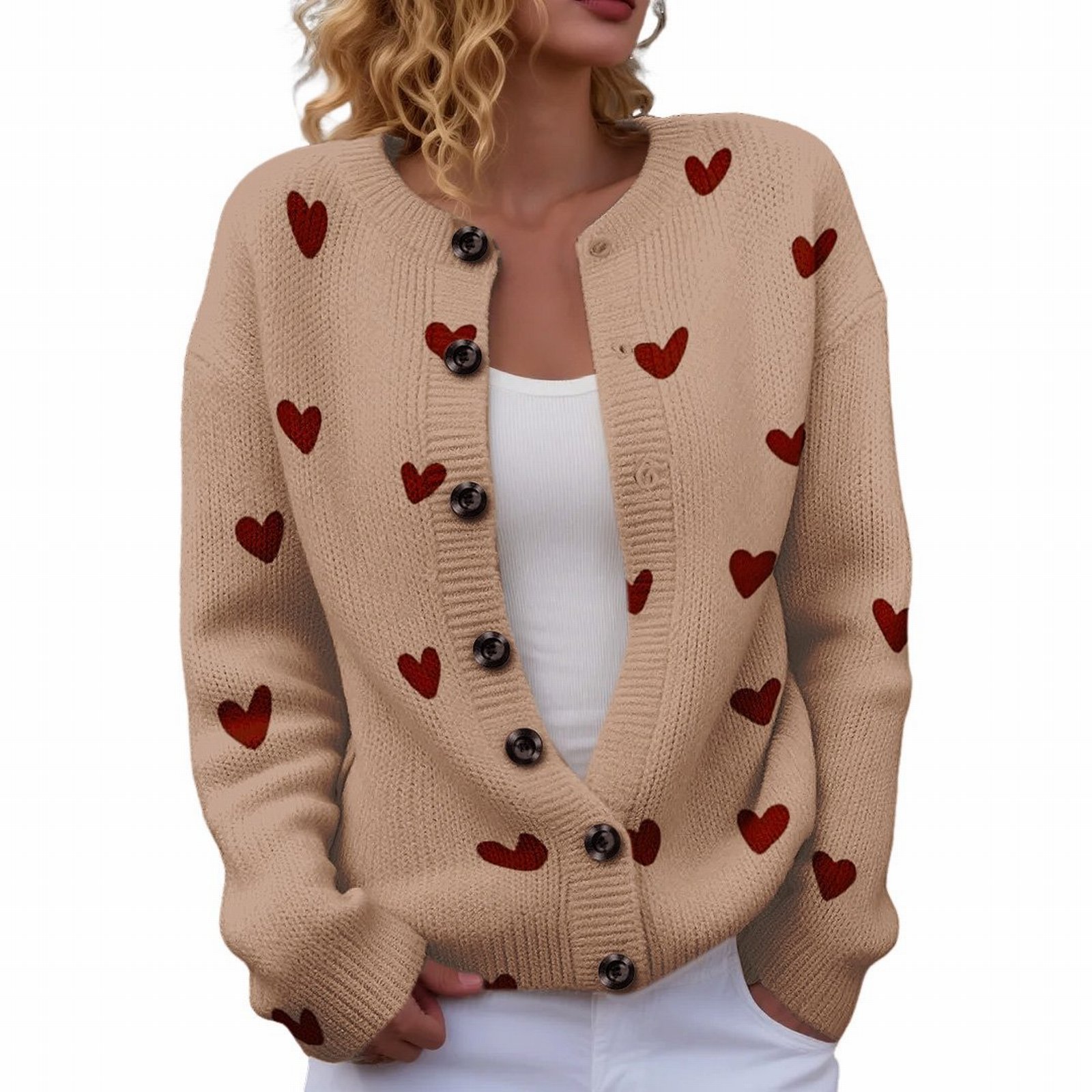 Women's Floral Maple Leaf Print Button Cardigan
