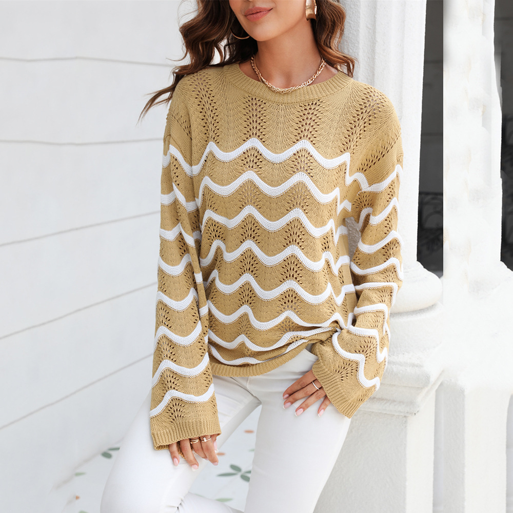 Women's Long Sleeve Cutout Knit Pullover Sweater