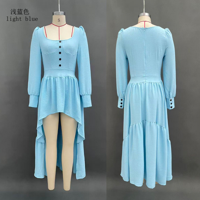 Women's Retro Western Long Sleeve Solid Dress