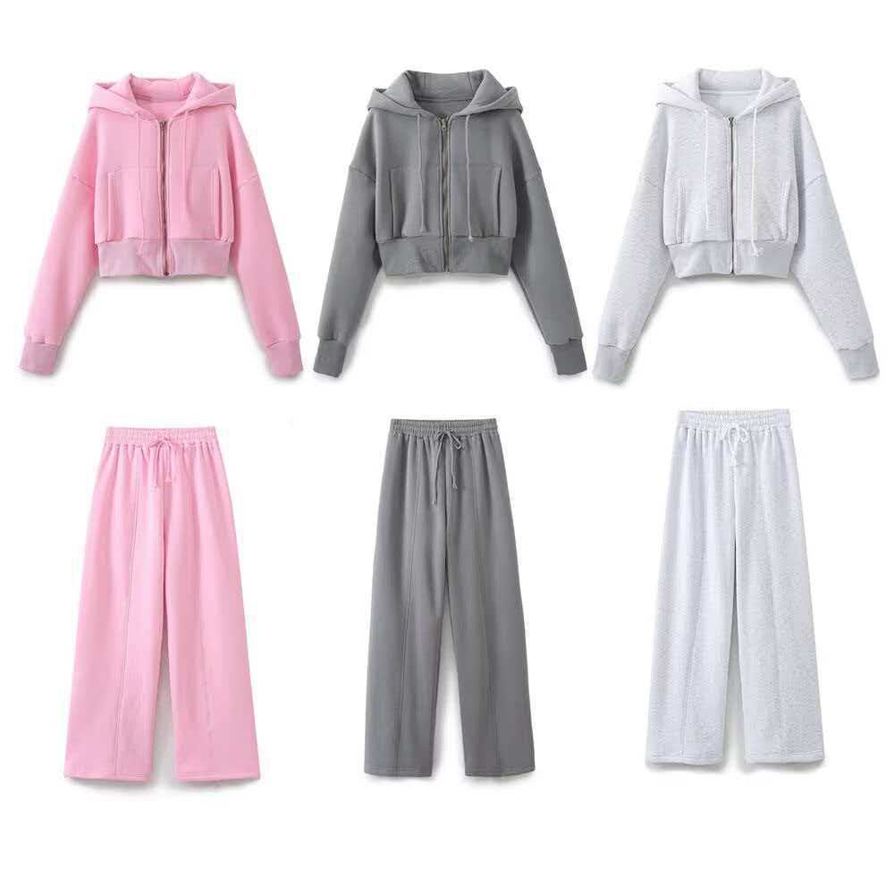 Women's 3-Piece Hooded Sweatsuit Set with Tube Top and Pants