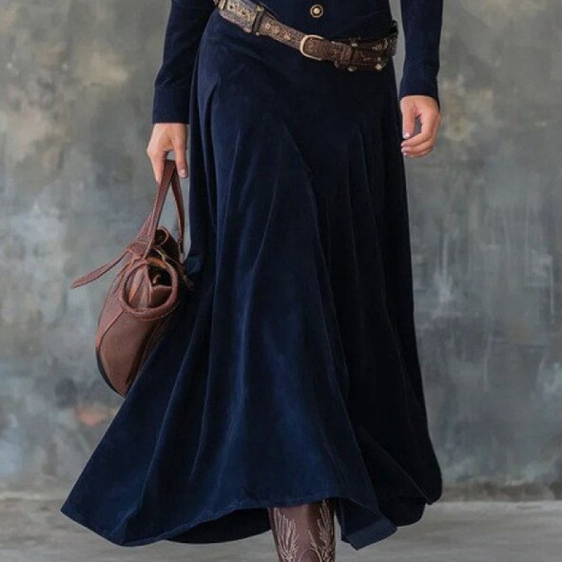 Women's Faux Suede Button-Front Long Sleeve Maxi Dress