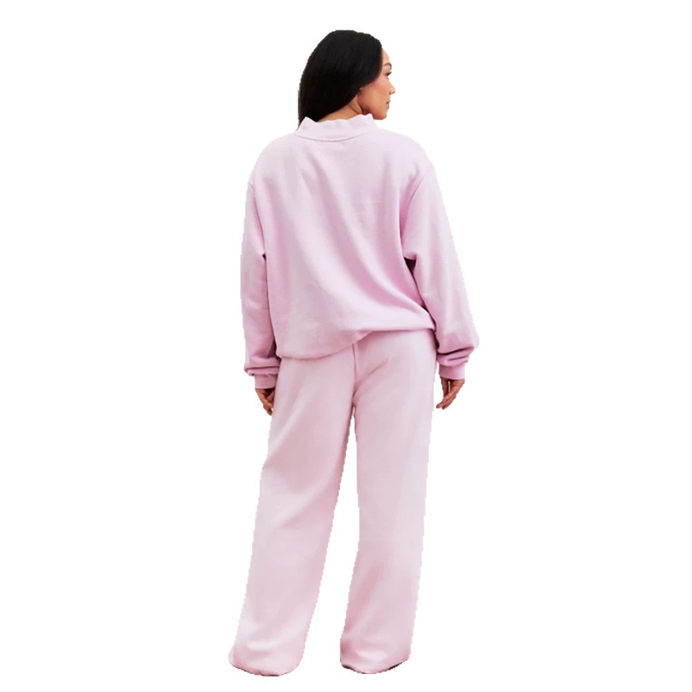 Embroidered Letter Turtleneck Long Sleeve Loose Sweatshirt & Pants Set