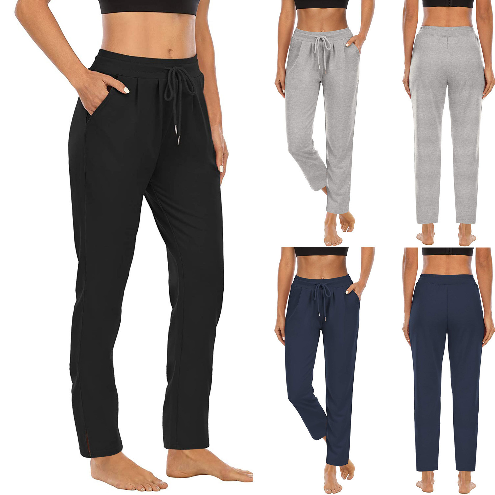 Women's Solid Color High-Waist Pocket Yoga Pants
