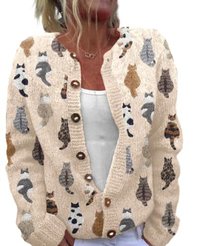 Women's Animal Boho Print Button Cardigan Sweater