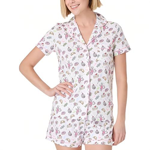 Women's Cuban Collar Polka Dot Print Short Sleeve Top Set