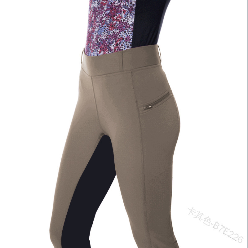 Women's High-Waist Skinny Equestrian Pants with Zipper