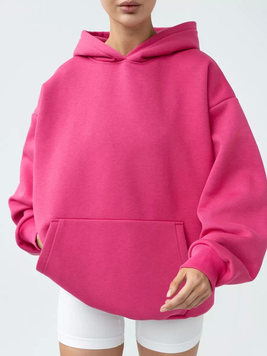 Women's Long-Sleeve Hooded Pullover Sweatshirt Loose Casual Top