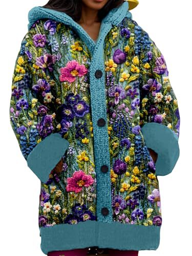 Women's Floral Print Button-Down Cardigan Sweater