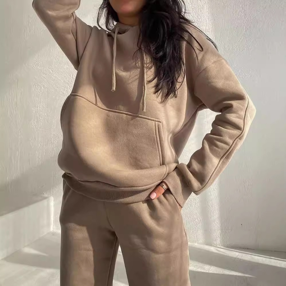 Fleece-Lined Hoodie and Pants Two-Piece Set