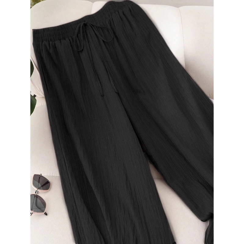 Women's High-Waist Wide-Leg Pants Plus Size Loose Casual Drapey Trousers