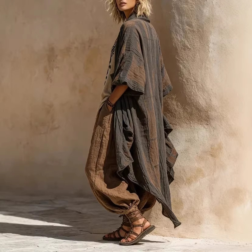 Women's 3-Piece Lounge Set: Casual Pants, Printed Cardigan & Loose T-Shirt