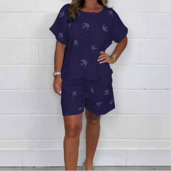 Women's Casual Printed Sleeveless Top and Shorts Set