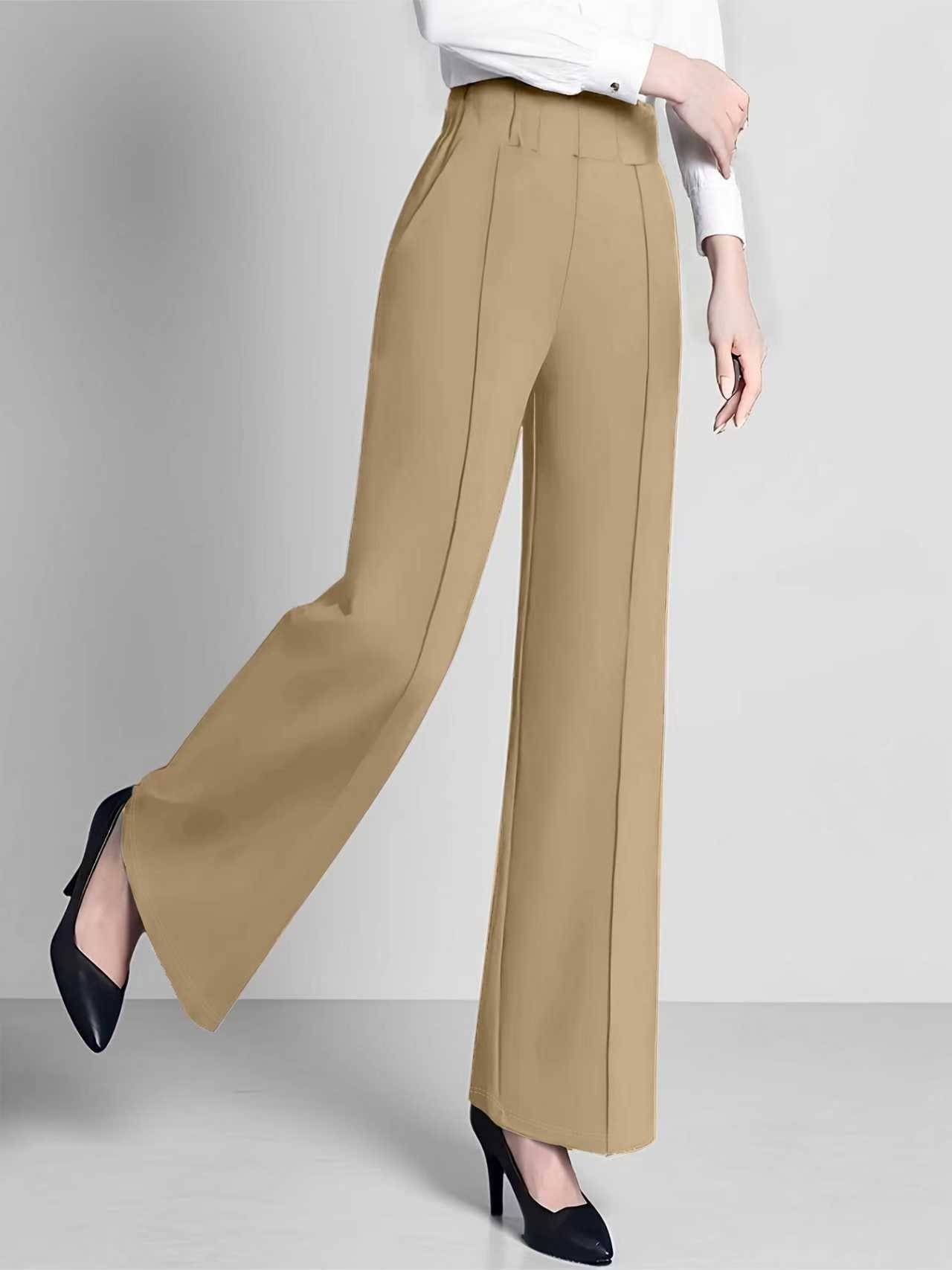 Women's High-Waist Wide-Leg Casual Pants Solid Color Loose Slimming