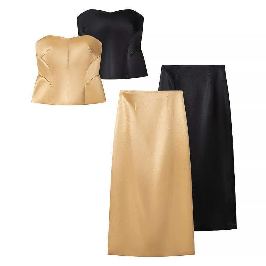 Women's Summer Corset Tube Top and Bodycon Long Skirt Set