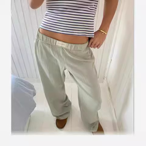 Women's Striped Wide-Leg High-Waist Casual Pants