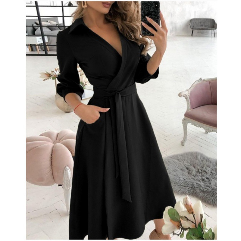 Women's Long Sleeve V-Neck Print Bodycon Dress