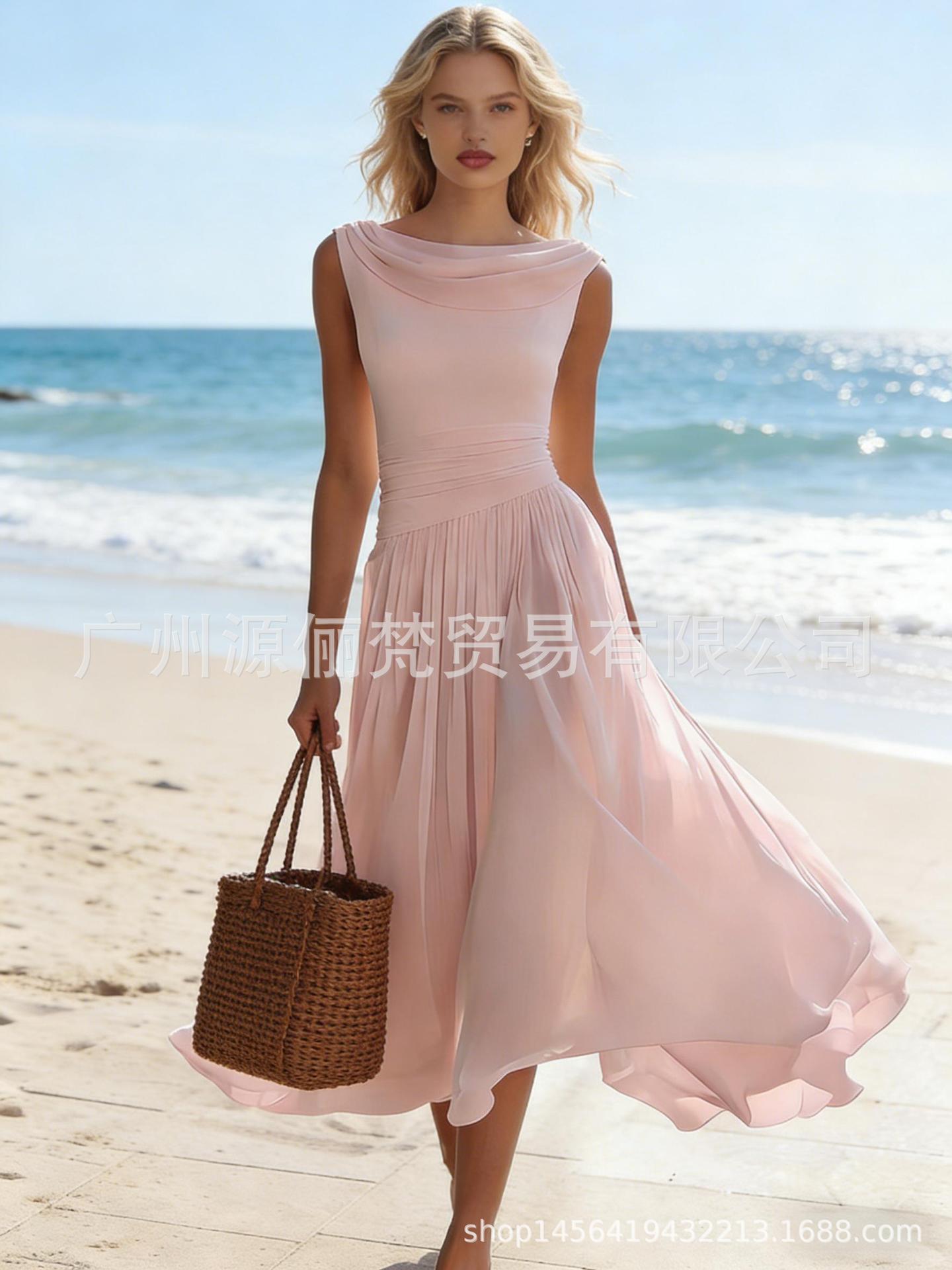 Flowy Chiffon High-Waist Long Dress