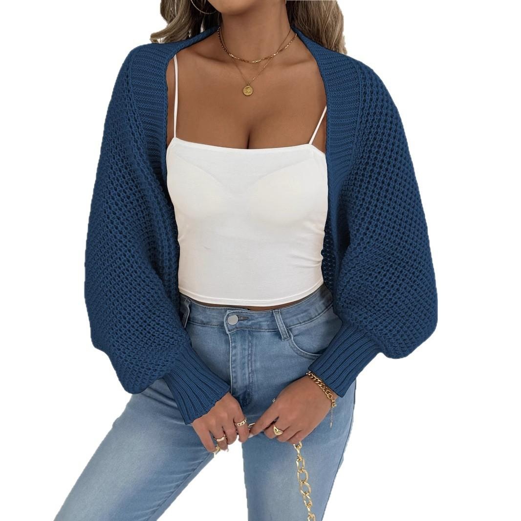 Women's Loose Knit Cardigan Asymmetric Shawl Collarless Long Sleeve