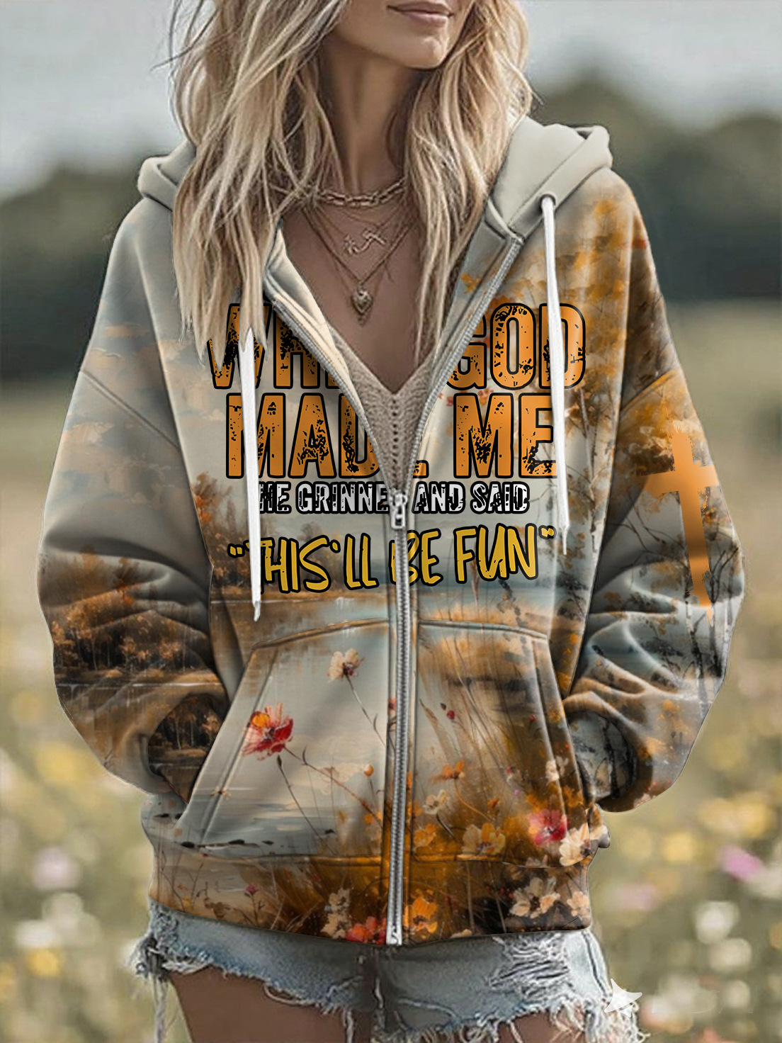 Women's Animal Skull Letter Plaid Print Hoodie