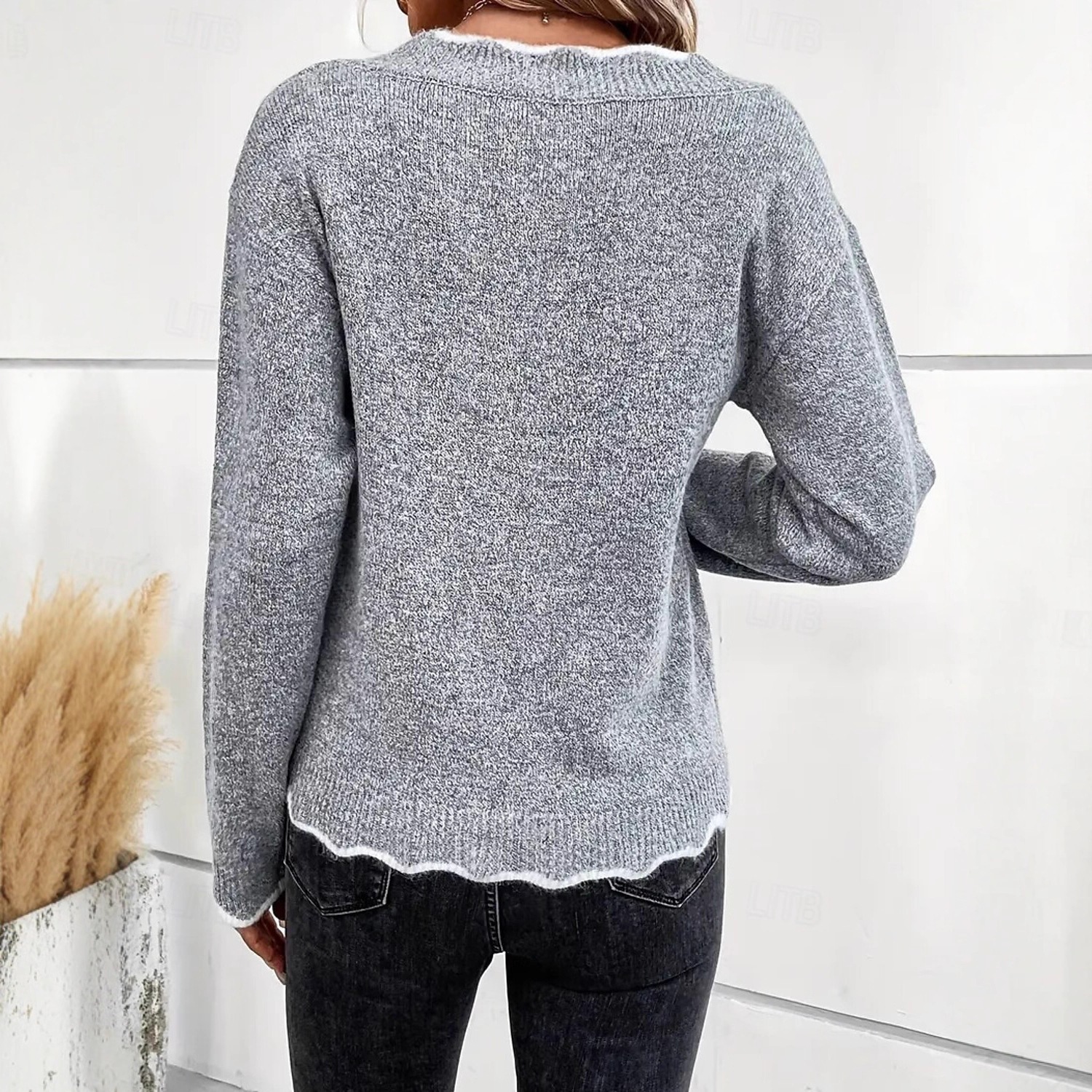 Women's Hollow-Out Long-Sleeve Pullover Knit Top
