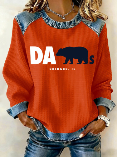 Women's Brown Bear Paw Print Crewneck Sweatshirt