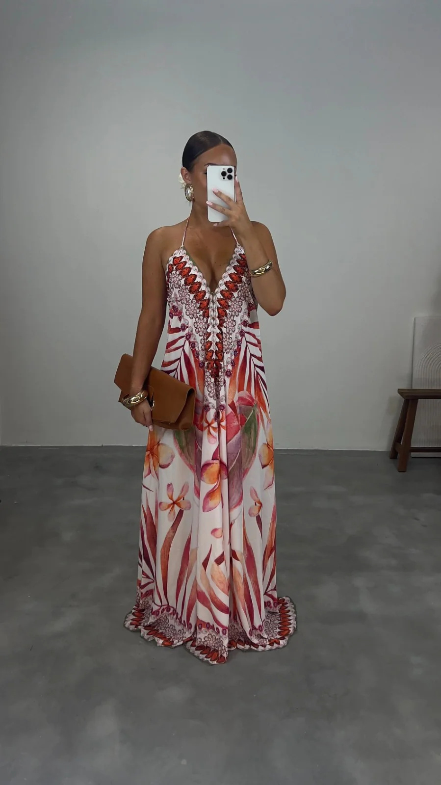 Bohemian Sleeveless Halter Printed Maxi Dress