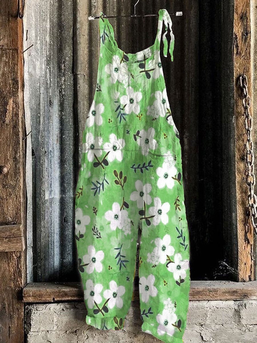 Sweet Floral Print Wide-Leg Jumpsuit