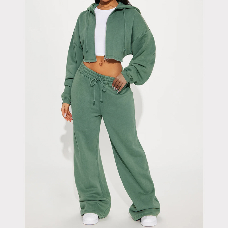 Women's Long Sleeve Zip-Up Sweatsuit Set Casual Streetwear