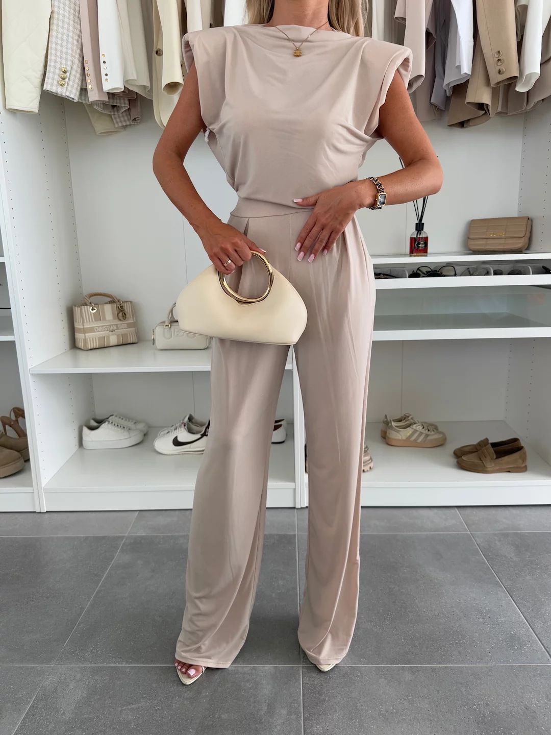 Women's Solid Color Sleeveless Top and Wide-Leg Pants 2-Piece Set