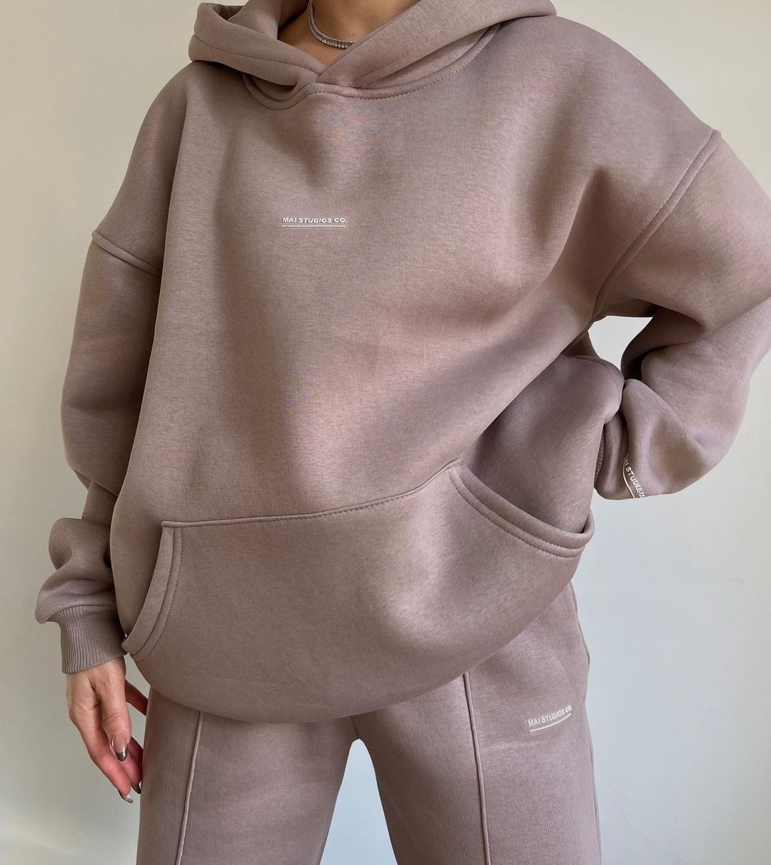 Women's Fleece-Lined Hoodie and Pants Set with Print