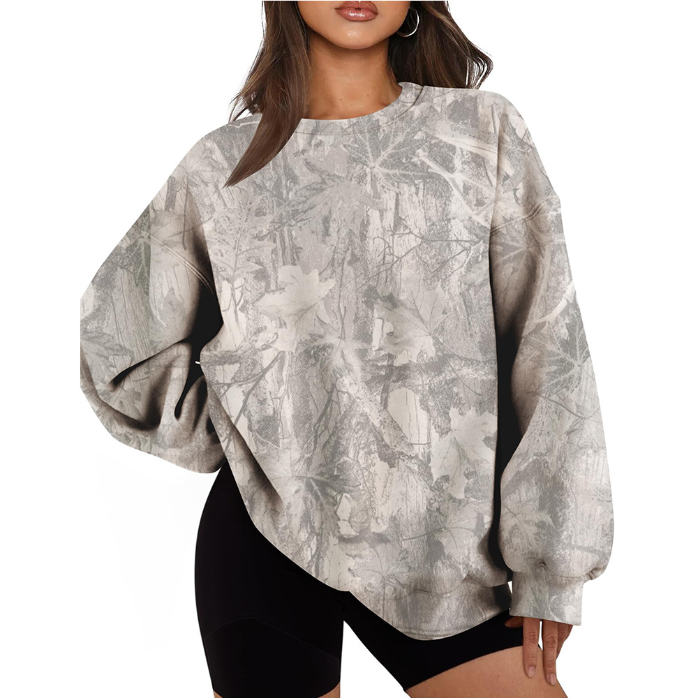 Women's Tree Branch Print Crewneck Loose Sweatshirt