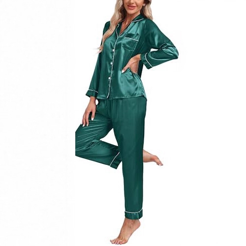 Women's Cuban Collar Long Sleeve Lounge Set