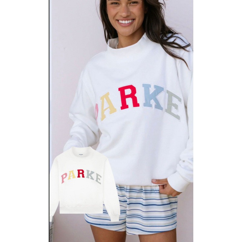 Embroidered Letter Crewneck Long-Sleeve Pullover Sweatshirt for Women