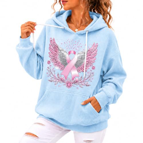Women's Ribbon Angel Wings Print Casual Hoodie