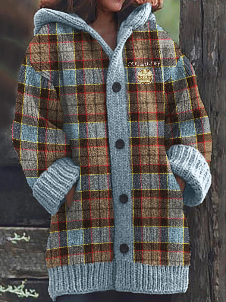 Women's Boho Print Hooded Button Cardigan Sweater