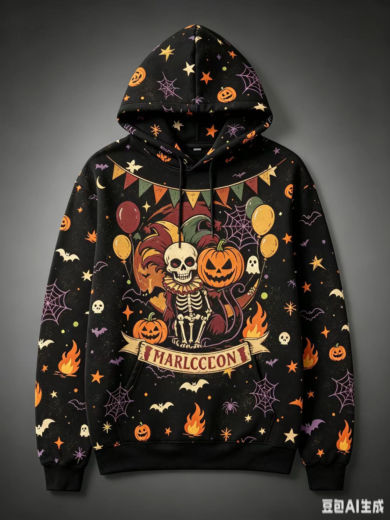 Women's Halloween Print Hoodie Cat Ghost Pullover