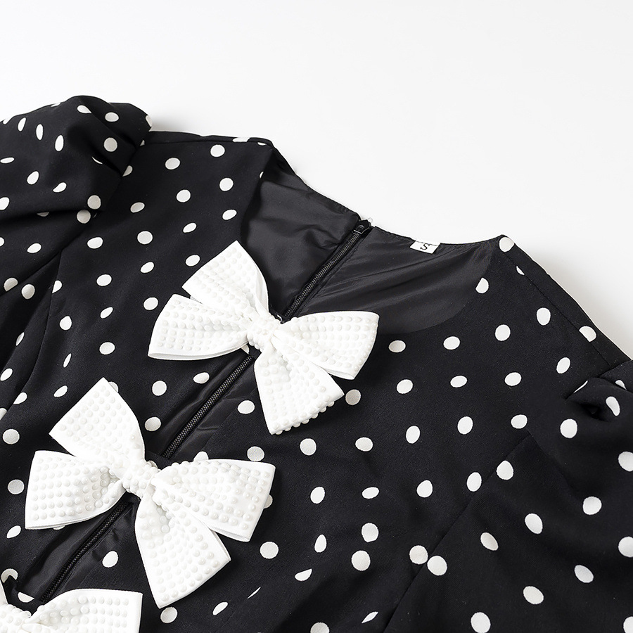 Women's Polka Dot Bow A-Line Dress