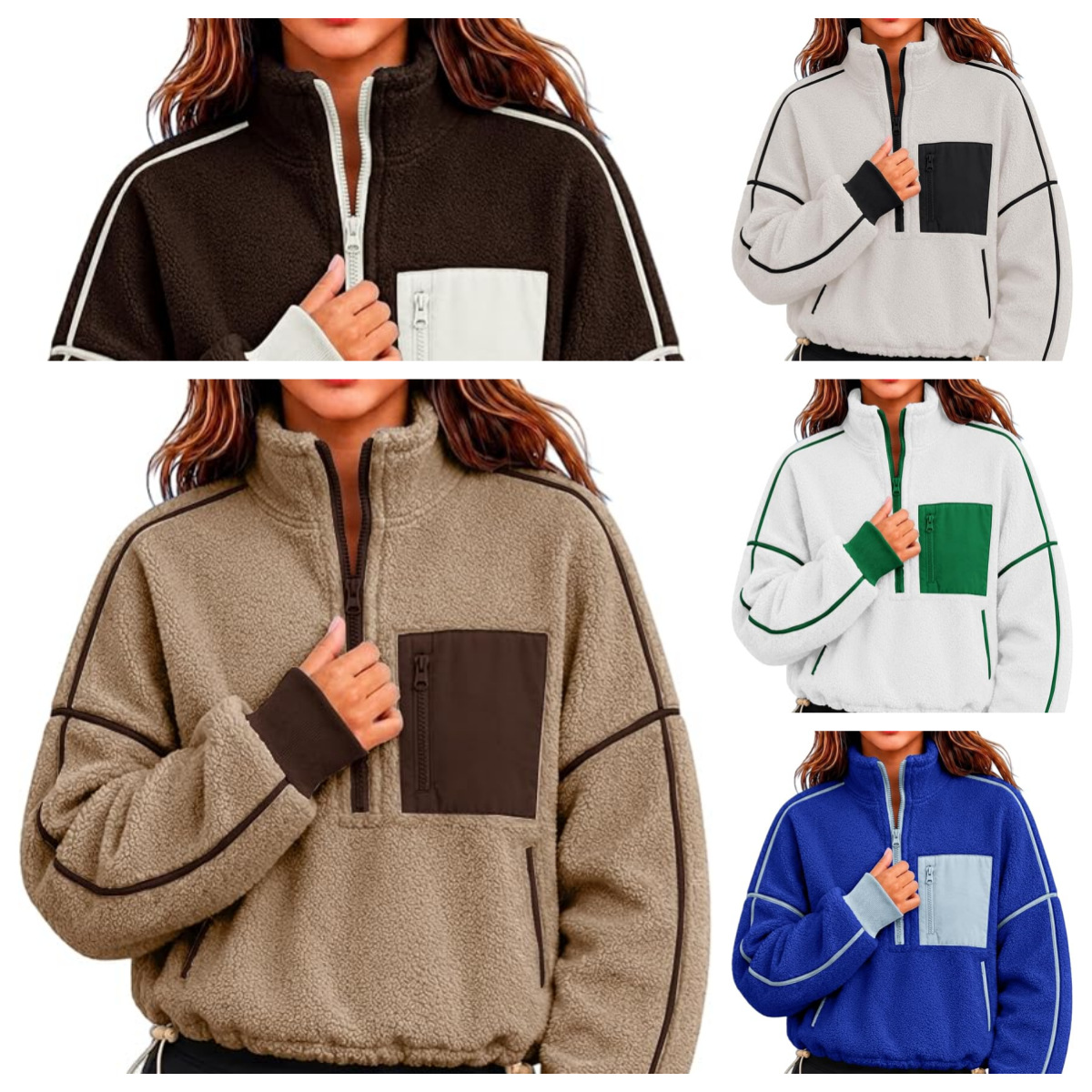 Women's Half-Turtleneck Drawstring Cropped Sweatshirt