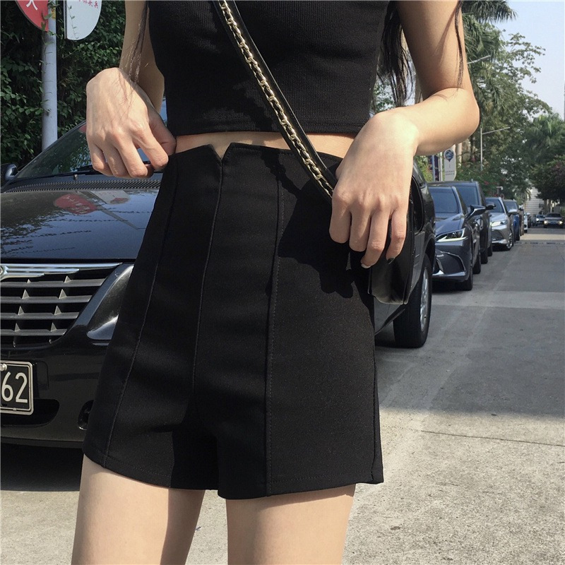 High-Waisted Black Shorts for Women, Slimming Stretch Booty Shorts