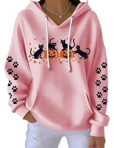 Women's Cat Paw Print Crewneck Sweatshirt Casual Pullover
