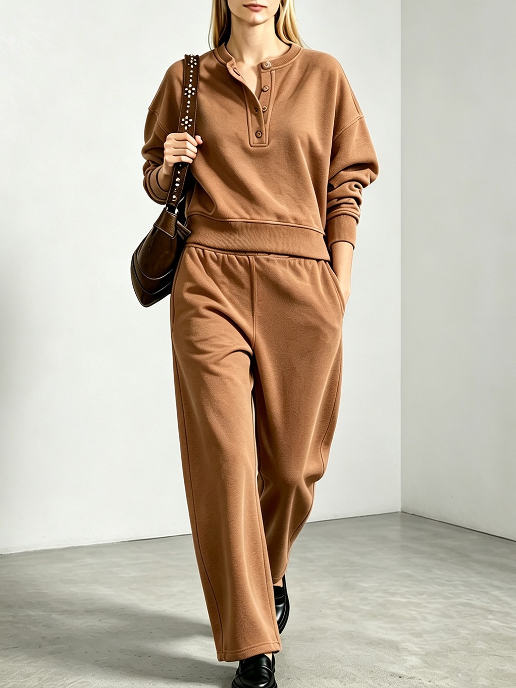 Women's Relaxed Long-Sleeve Sweatshirt & Pants Set